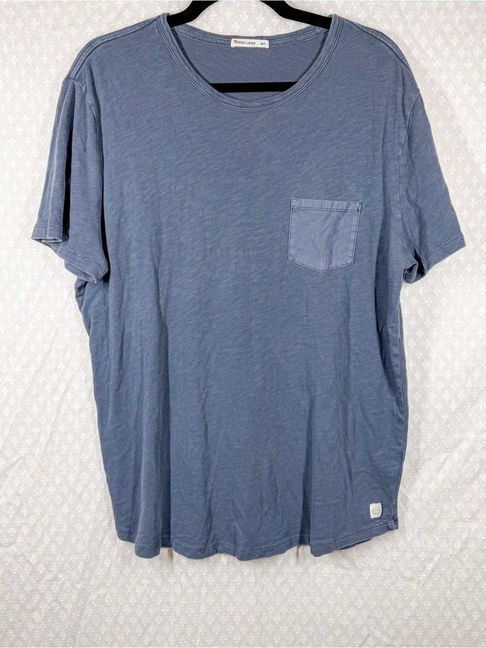 Marine Layer Washed Blue Pocket Short Sleeve Cotton Tee